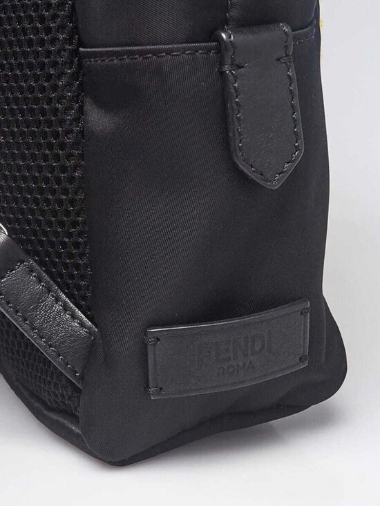 Fendi Black Nylon and Shearling Mini Backpack Bag 8BZ038 main image 10